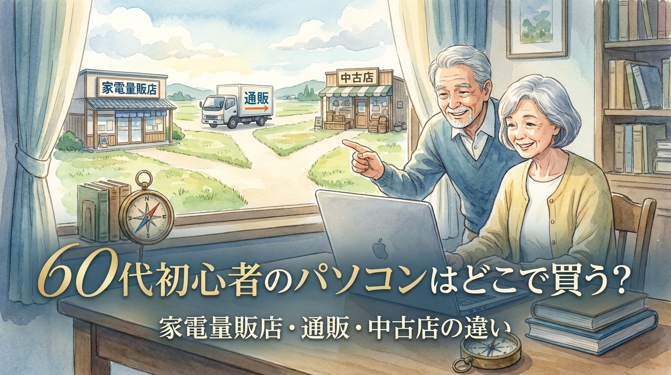 60代初心者のパソコンはどこで買う？家電量販店・通販・中古店の違い