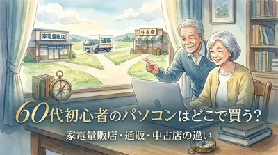 60代初心者のパソコンはどこで買う？家電量販店・通販・中古店の違い