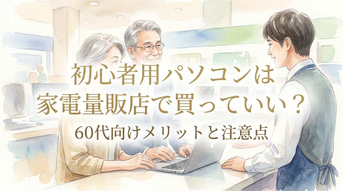 初心者用パソコンは家電量販店で買っていい?60代向けメリットと注意点