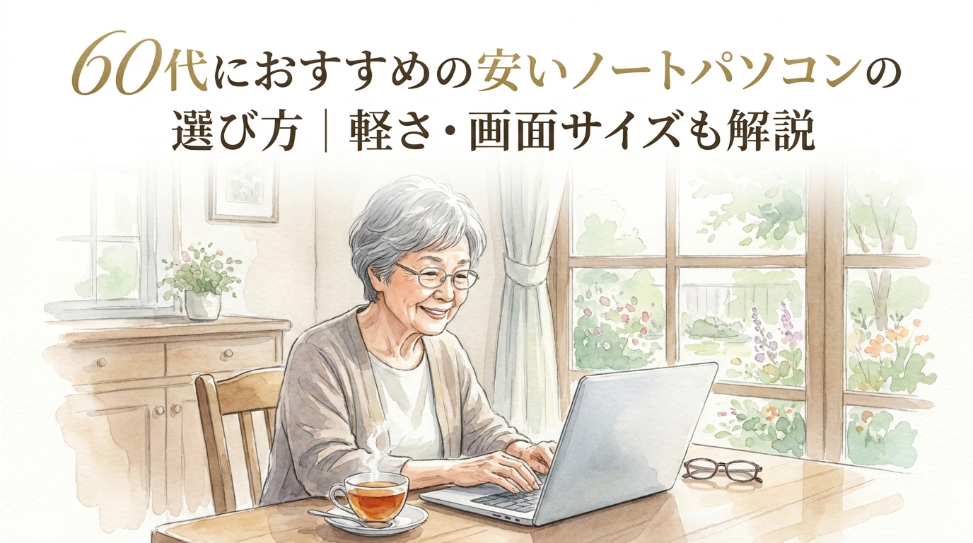 60代におすすめの安いノートパソコンの選び方|軽さ・画面サイズも解説