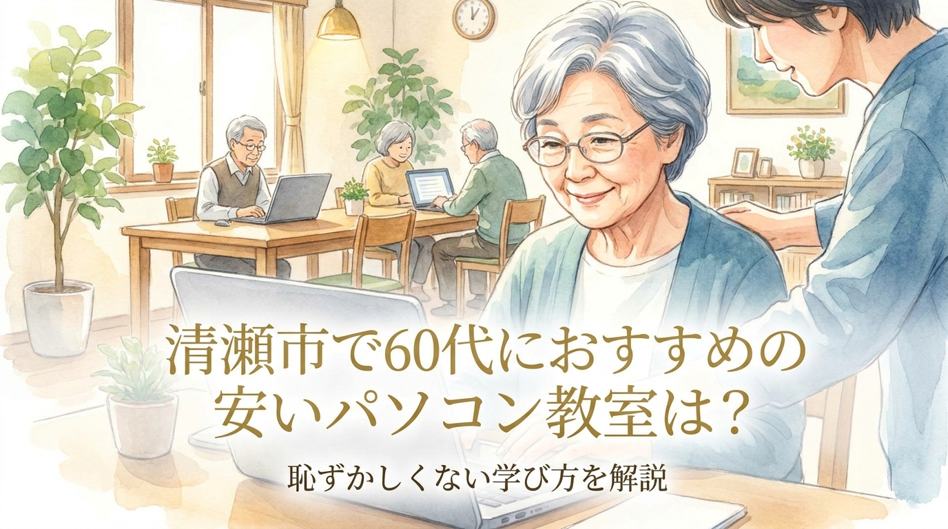 清瀬市で60代におすすめの安いパソコン教室は?恥ずかしくない学び方を解説