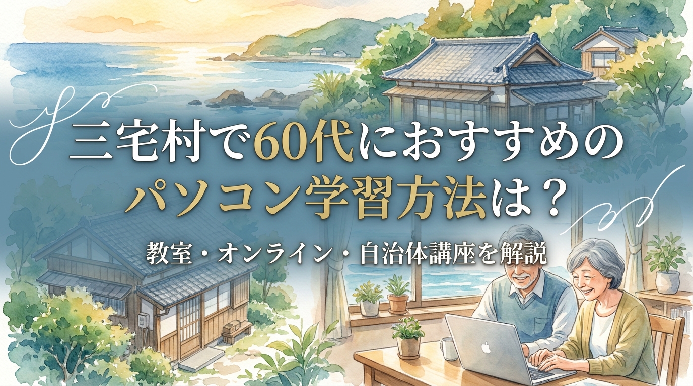 三宅村で60代におすすめのパソコン学習方法は?教室・オンライン・自治体講座を解説