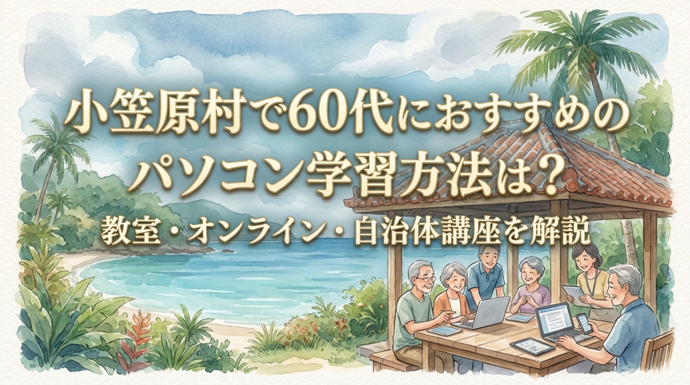 小笠原村で60代におすすめのパソコン学習方法は?教室・オンライン・自治体講座を解説