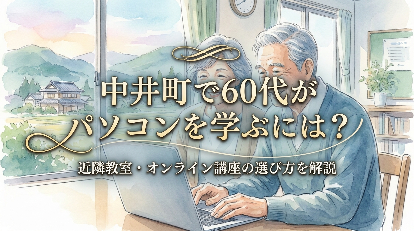 中井町で60代がパソコンを学ぶには?近隣教室・オンライン講座の選び方を解説