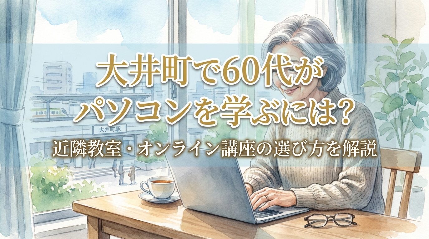 大井町で60代がパソコンを学ぶには?近隣教室・オンライン講座の選び方を解説