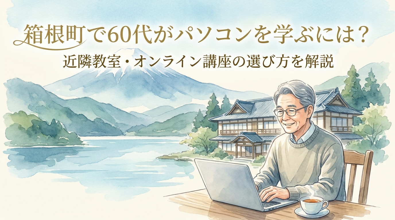 箱根町で60代がパソコンを学ぶには?近隣教室・オンライン講座の選び方を解説