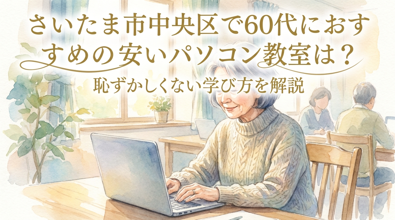 さいたま市中央区で60代におすすめの安いパソコン教室は?恥ずかしくない学び方を解説