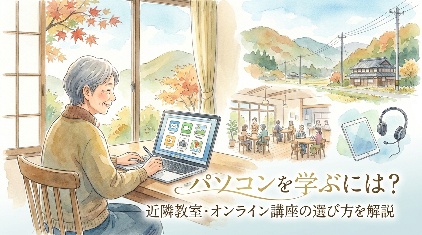 越生町で60代がパソコンを学ぶには？近隣教室・オンライン講座の選び方を解説