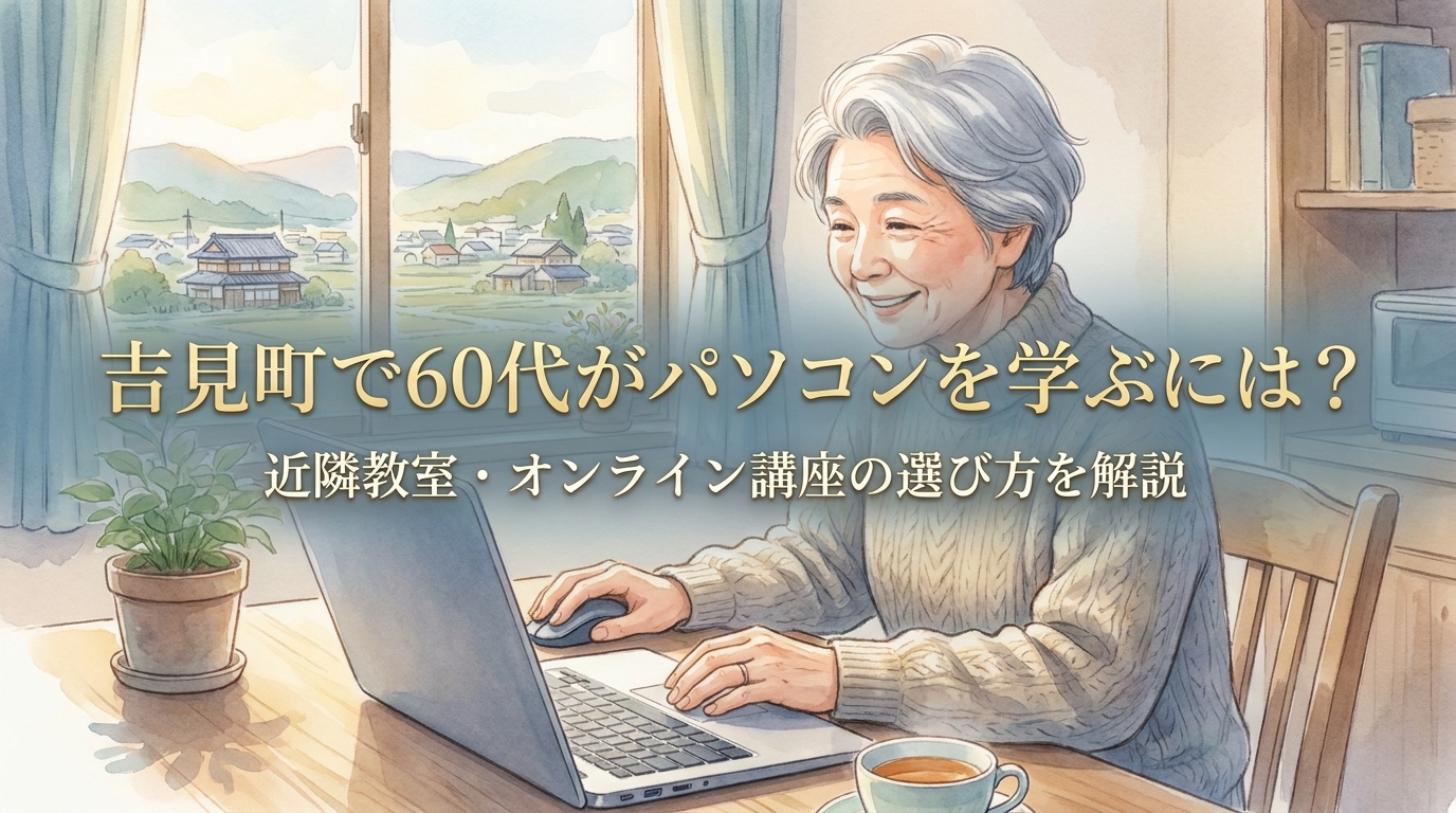 吉見町で60代がパソコンを学ぶには?近隣教室・オンライン講座の選び方を解説
