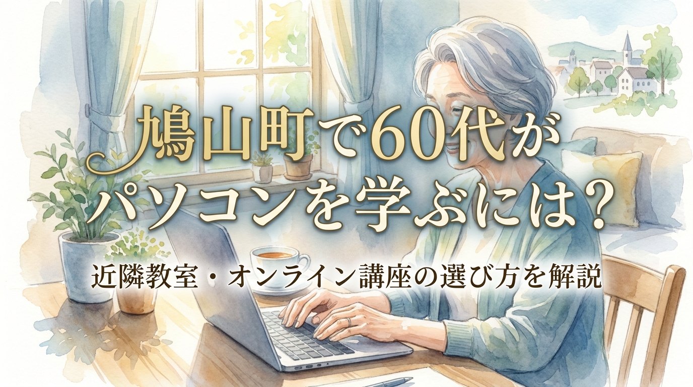 鳩山町で60代がパソコンを学ぶには?近隣教室・オンライン講座の選び方を解説