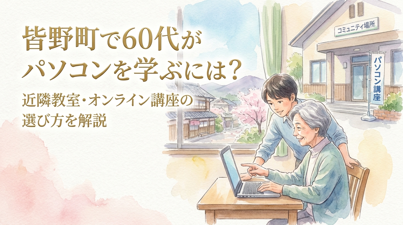 皆野町で60代がパソコンを学ぶには？近隣教室・オンライン講座の選び方を解説