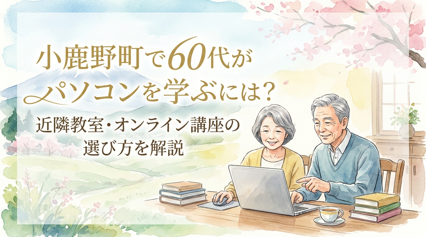 小鹿野町で60代がパソコンを学ぶには？近隣教室・オンライン講座の選び方を解説