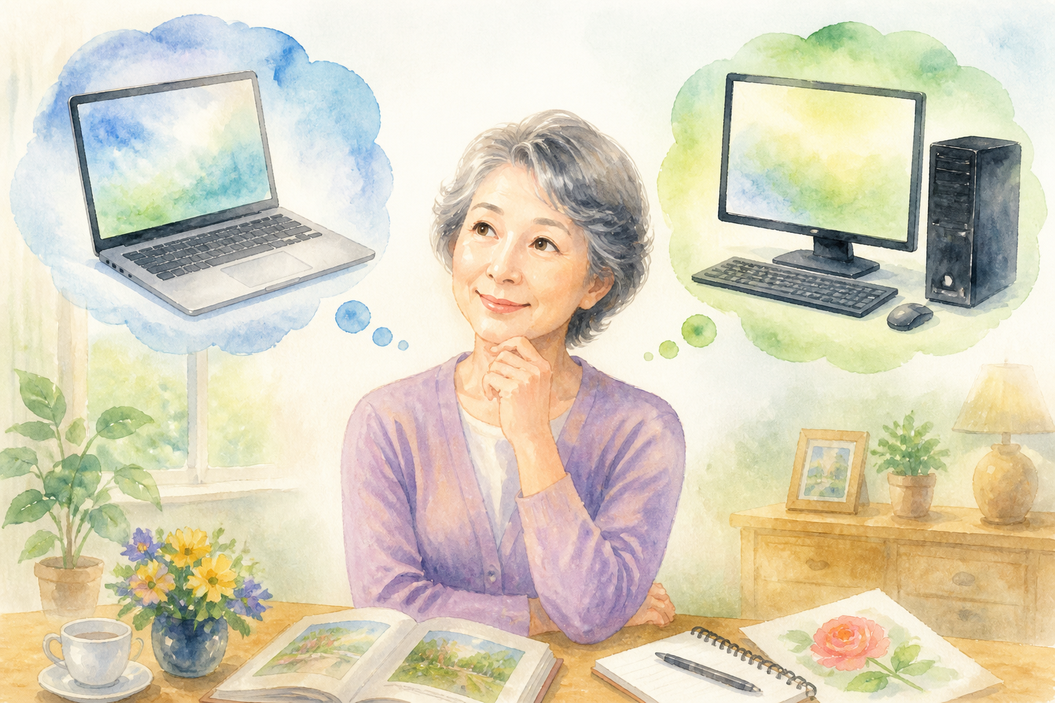 多くの60代初心者さんにはノートパソコンが選びやすいです