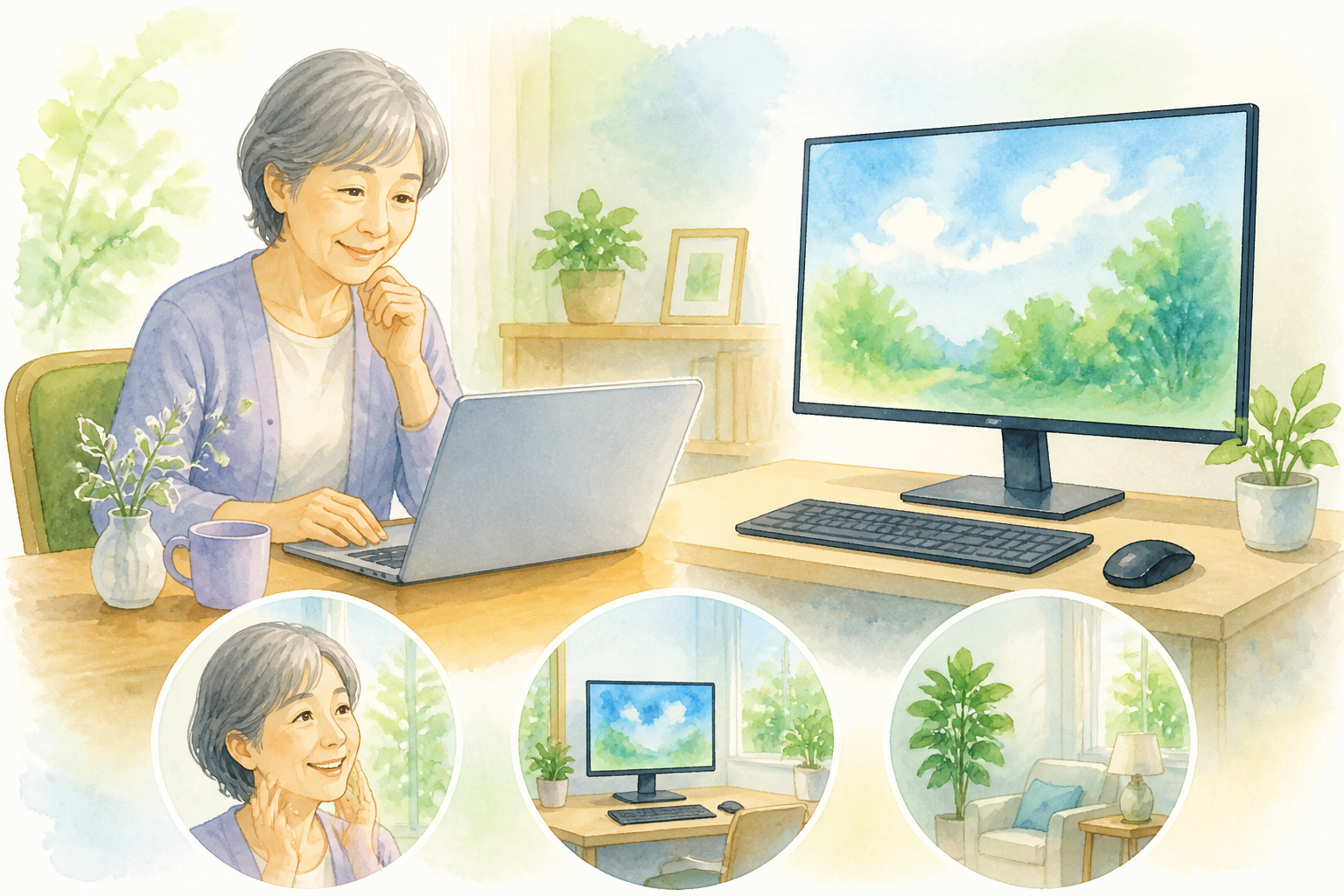 見やすさを重視するならノートは15.6インチ前後、モニターは24〜27インチが目安です