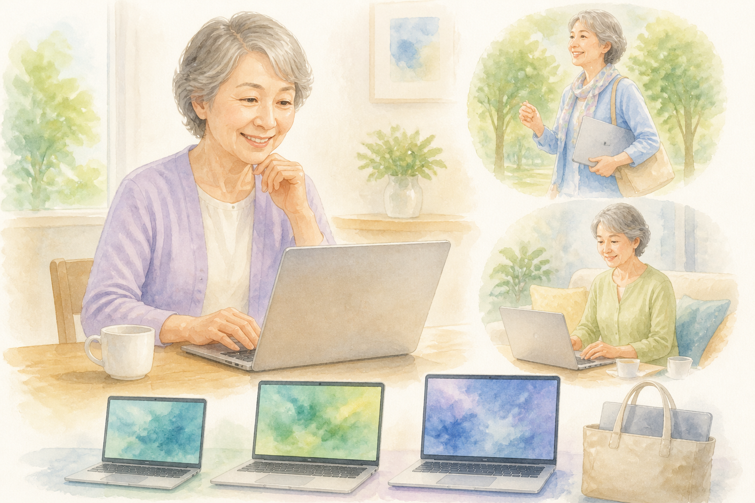 60代が持ち運びやすいのは13〜14インチ前後です