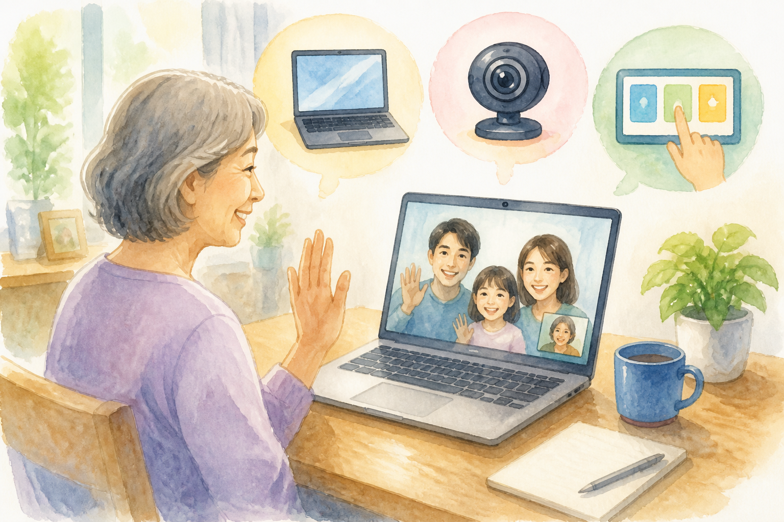 60代のビデオ通話用は見やすくて迷いにくいパソコンが合っています