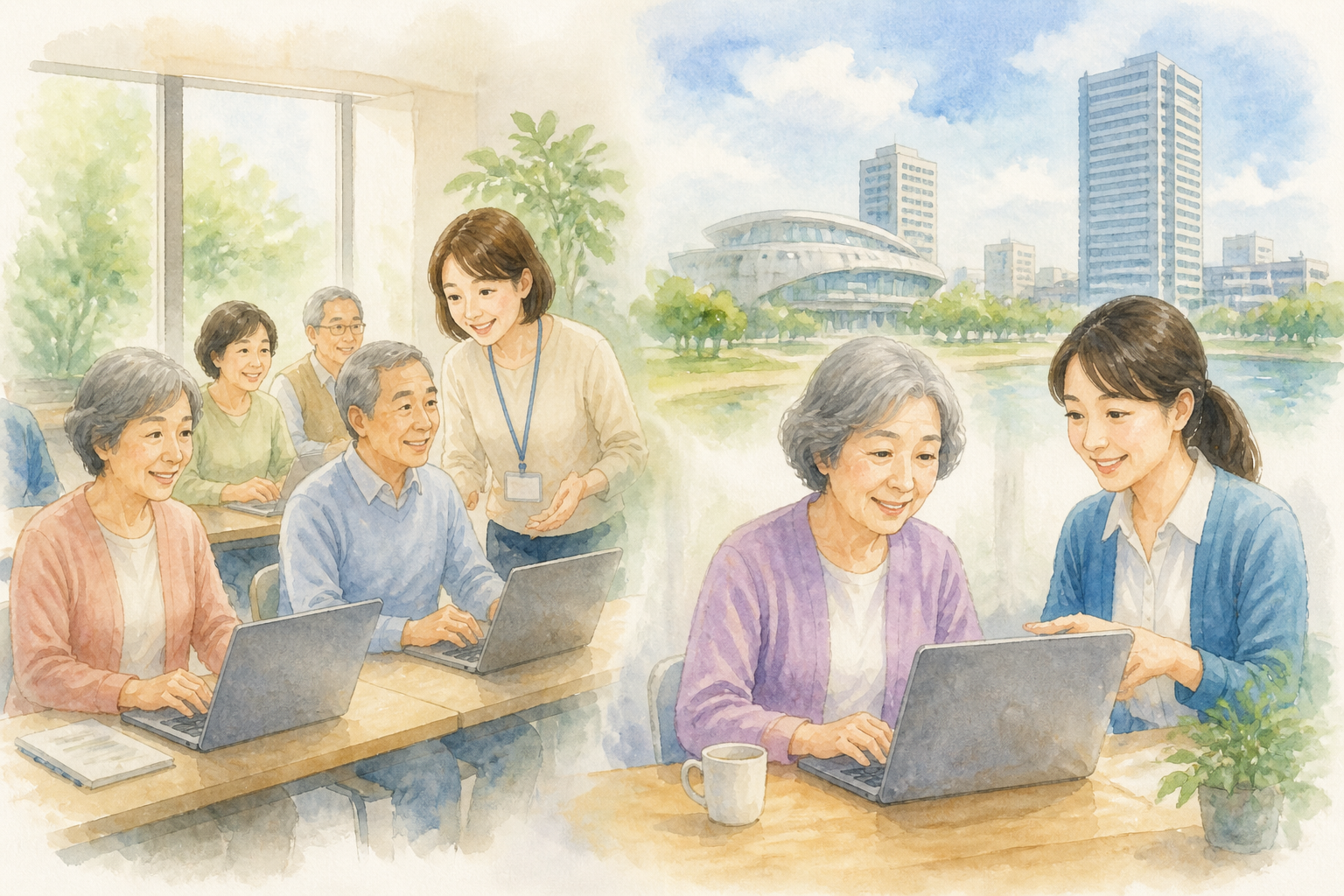 60代が通いやすい教室は地域講座と個別学習型の二本立てです