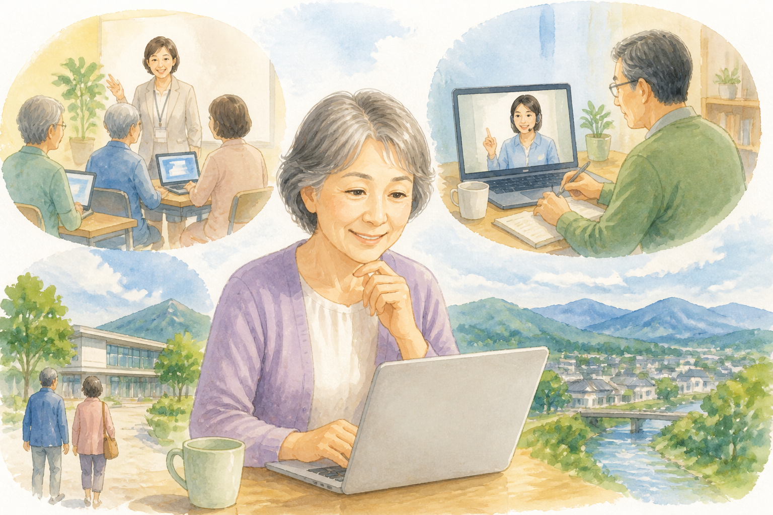 60代のパソコン学習は教室・オンライン・自治体講座の3つが有力です