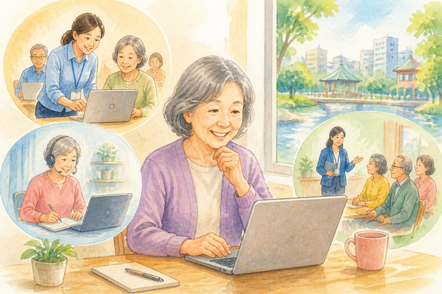 60代の方には対面教室を軸にしつつ目的に合わせて選ぶ方法が適しています